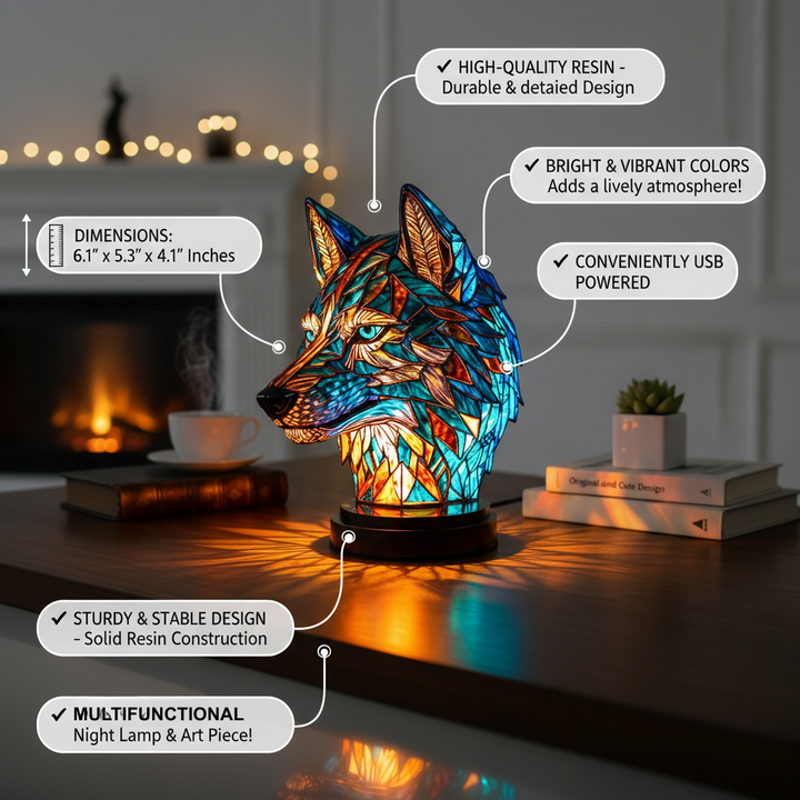 Pôvabná Lampa v Tvare Vlka Bo