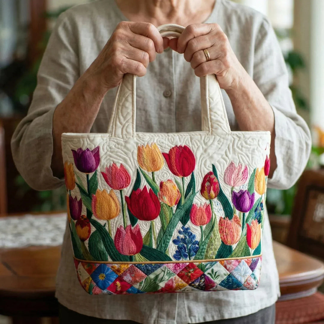 Pletená taška - Záhrada tulipánov