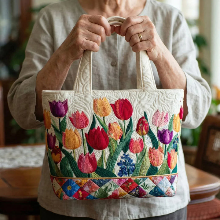 Pletená taška - Záhrada tulipánov